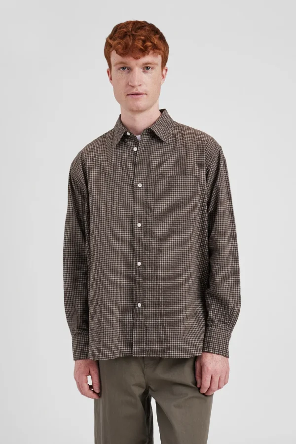 Norse Projects SHIRTING^Mo Check Oversized Shirt Taupe