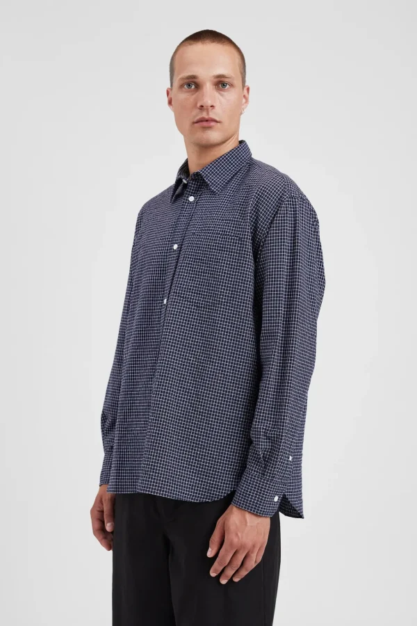 Norse Projects SHIRTING^Mo Check Oversized Shirt Dark Navy