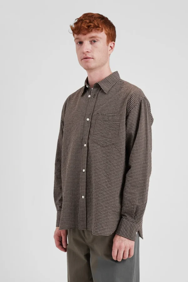 Norse Projects SHIRTING^Mo Check Oversized Shirt Taupe