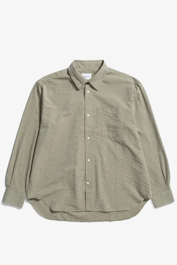 Norse Projects SHIRTING^Mo Oversized Striped Shirt Clay