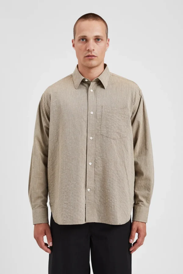 Norse Projects SHIRTING^Mo Oversized Striped Shirt Clay