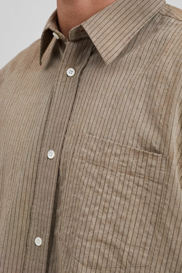 Norse Projects SHIRTING^Mo Oversized Striped Shirt Clay