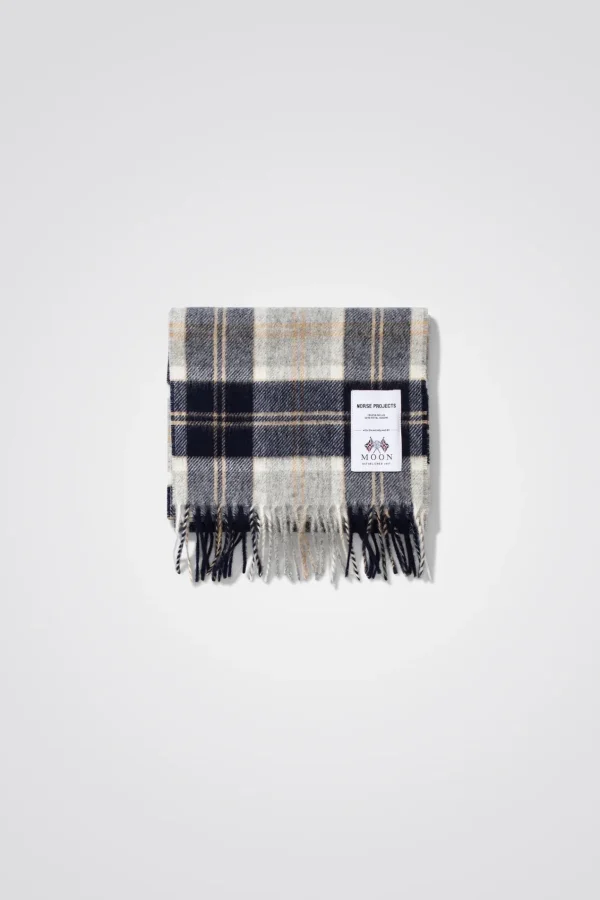 Norse Projects ACCESSORIES^Moon Checked Lambswool Scarf Navy