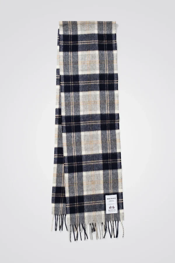 Norse Projects ACCESSORIES^Moon Checked Lambswool Scarf Navy