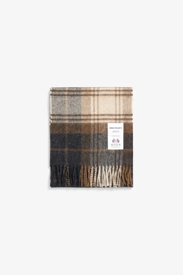Norse Projects ACCESSORIES^Moon Checked Merino Lambswool Scarf Taupe