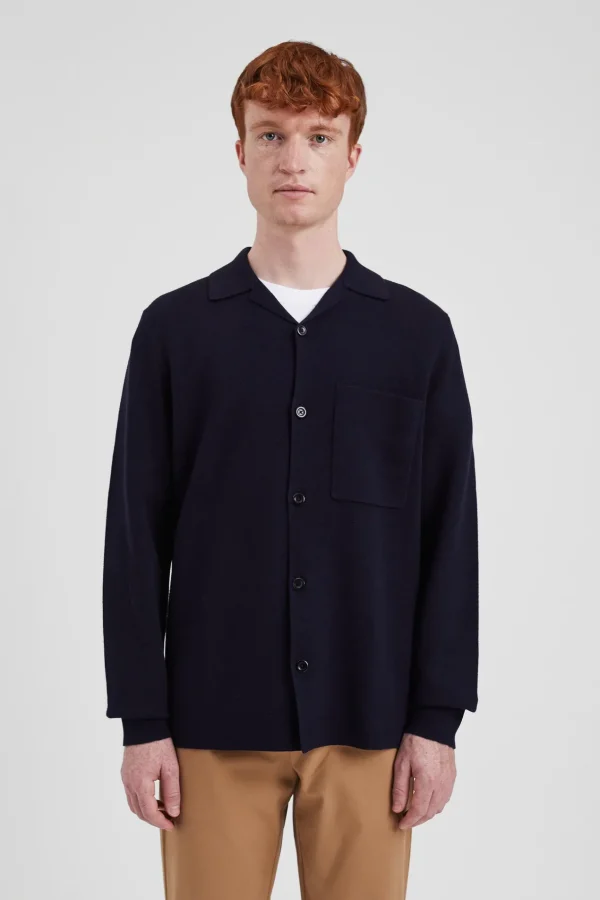 Norse Projects KNITWEAR^Nicolai Merino Cotton Milano Jacket Dark Navy