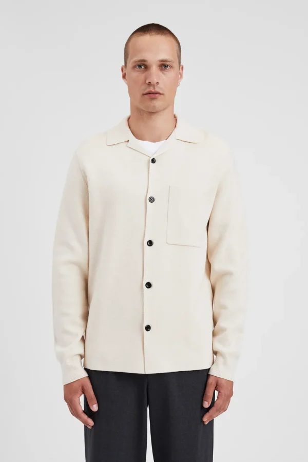 Norse Projects KNITWEAR^Nicolai Merino Cotton Milano Jacket Enamel White