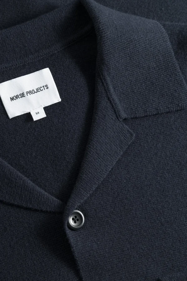 Norse Projects KNITWEAR^Nicolai Merino Cotton Milano Jacket Dark Navy