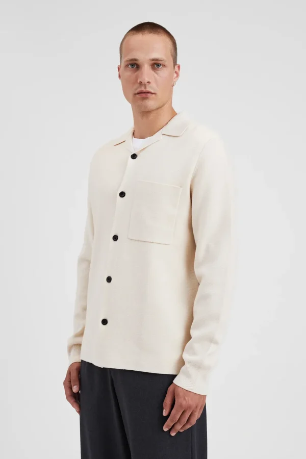Norse Projects KNITWEAR^Nicolai Merino Cotton Milano Jacket Enamel White