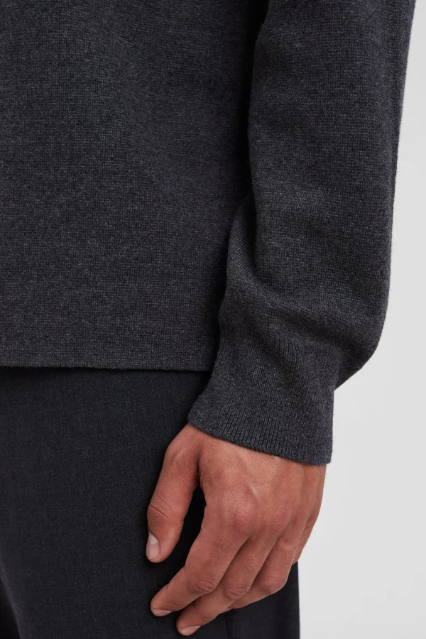 Norse Projects KNITWEAR^Nicolai Merino Cotton Milano Jacket Dark Grey Melange