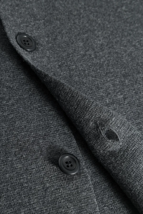 Norse Projects KNITWEAR^Nicolai Merino Cotton Milano Jacket Dark Grey Melange