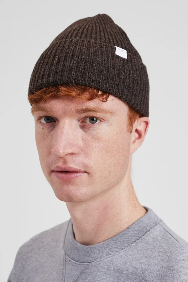 Norse Projects BEANIES^Norse Standard Merino Lambswool Beanie Heathland Brown