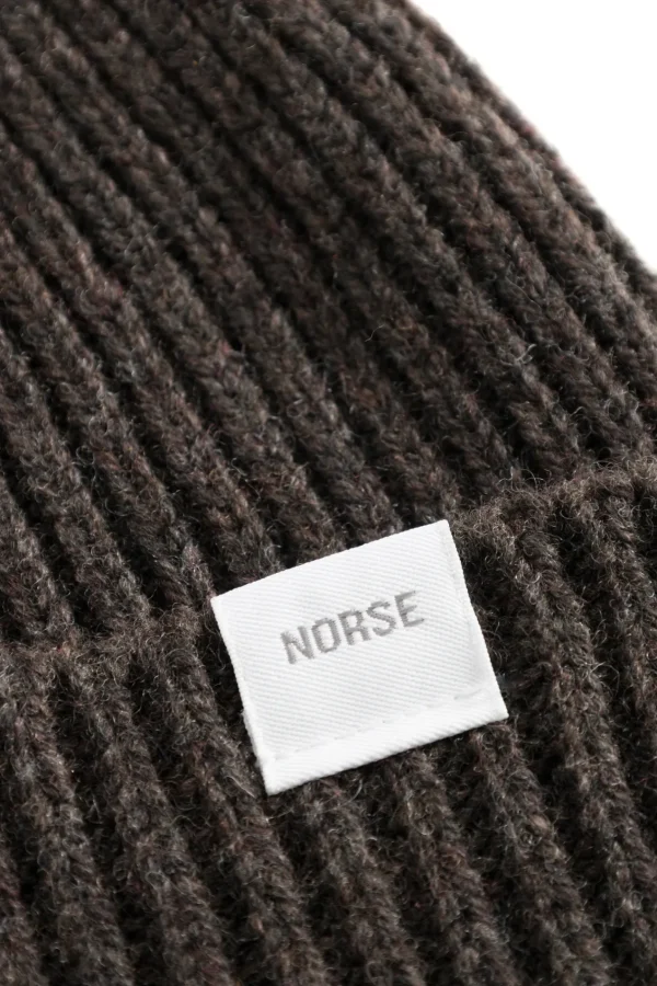 Norse Projects BEANIES^Norse Standard Merino Lambswool Beanie Heathland Brown