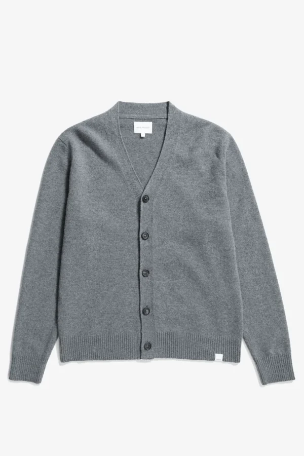 Norse Projects KNITWEAR^Norse Standard Merino Lambswool Cardigan Grey Melange
