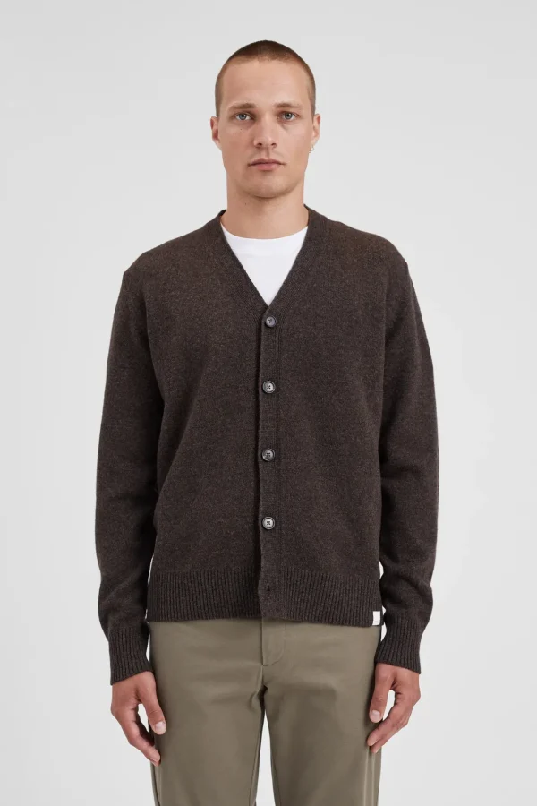 Norse Projects KNITWEAR^Norse Standard Merino Lambswool Cardigan Heathland Brown