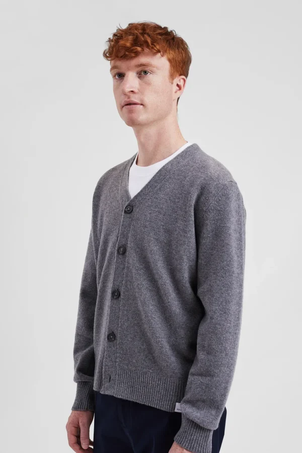 Norse Projects KNITWEAR^Norse Standard Merino Lambswool Cardigan Grey Melange
