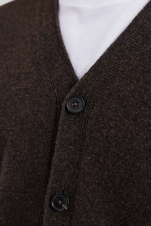 Norse Projects KNITWEAR^Norse Standard Merino Lambswool Cardigan Heathland Brown