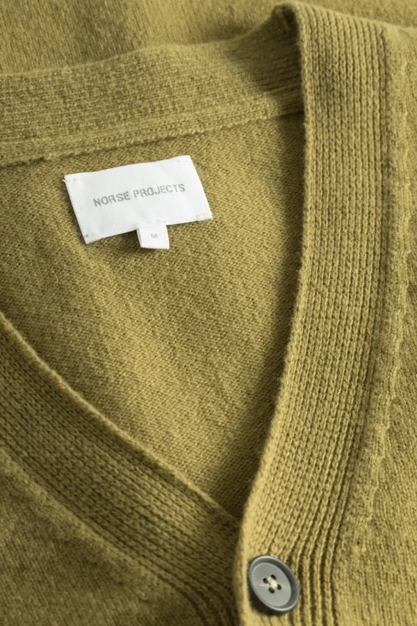 Norse Projects KNITWEAR^Norse Standard Merino Lambswool Cardigan Sitka Green