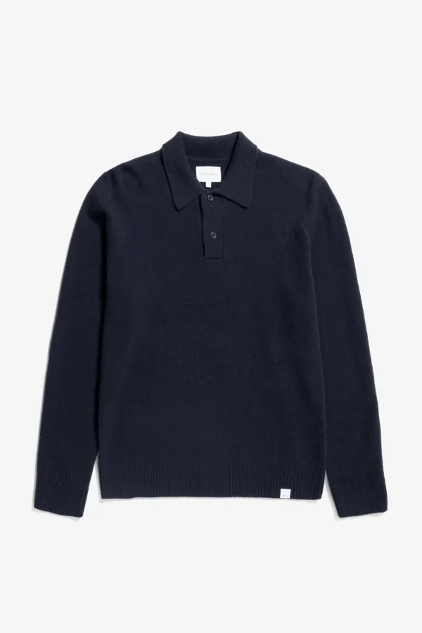 Norse Projects KNITWEAR^Norse Standard Merino Lambswool Polo Dark Navy