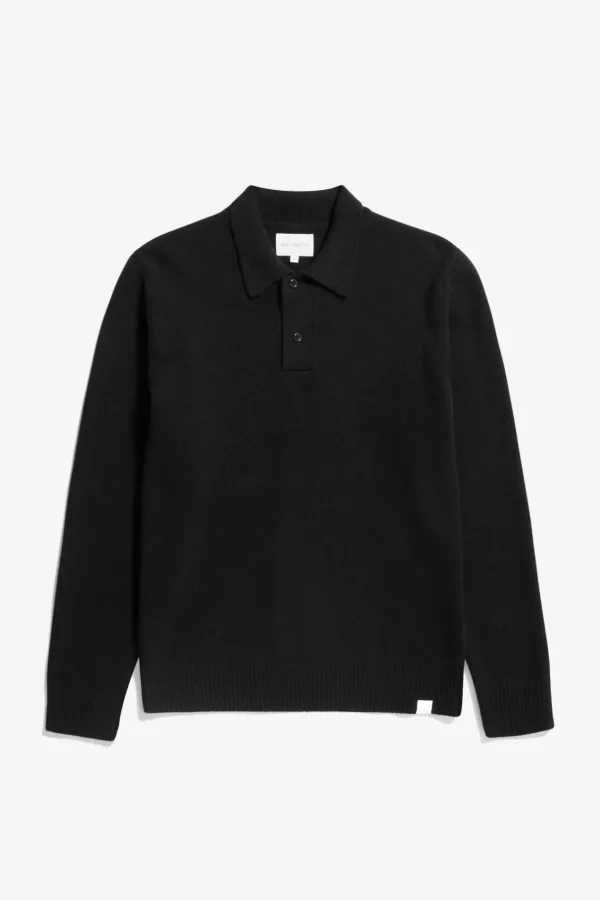 Norse Projects KNITWEAR^Norse Standard Merino Lambswool Polo Black
