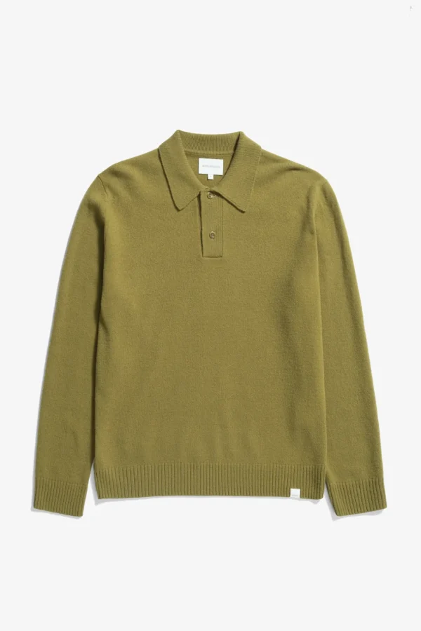Norse Projects KNITWEAR^Norse Standard Merino Lambswool Polo Sitka Green