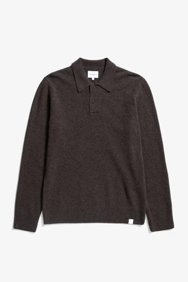 Norse Projects KNITWEAR^Norse Standard Merino Lambswool Polo Heathland Brown