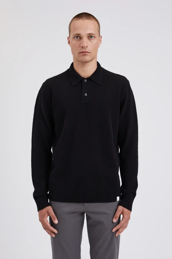Norse Projects KNITWEAR^Norse Standard Merino Lambswool Polo Black