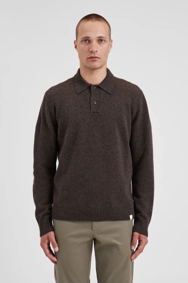 Norse Projects KNITWEAR^Norse Standard Merino Lambswool Polo Heathland Brown
