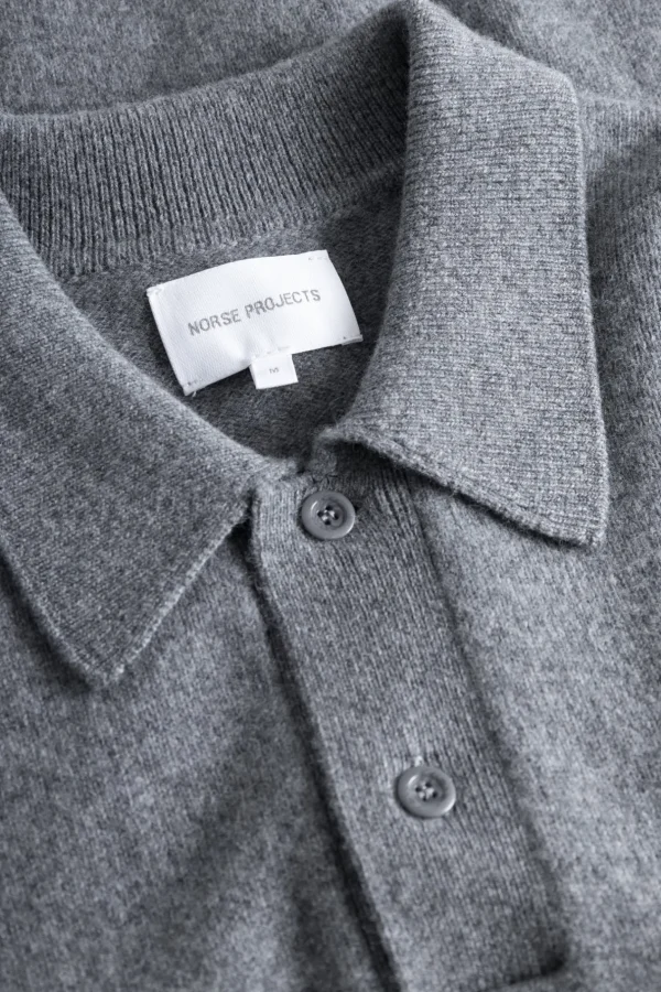 Norse Projects KNITWEAR^Norse Standard Merino Lambswool Polo Grey Melange
