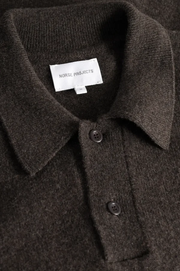 Norse Projects KNITWEAR^Norse Standard Merino Lambswool Polo Heathland Brown