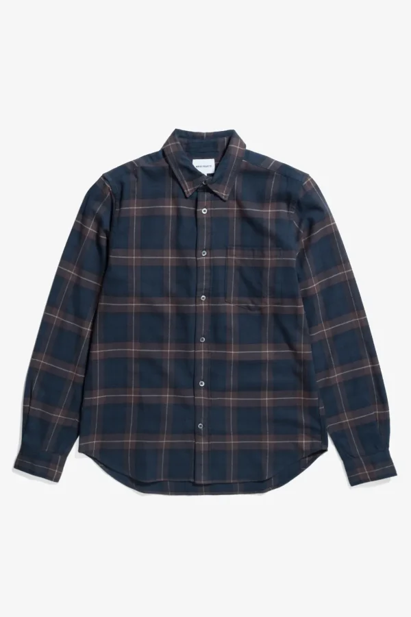 Norse Projects SHIRTING^Osvald Flannel Check Shirt Wine Red