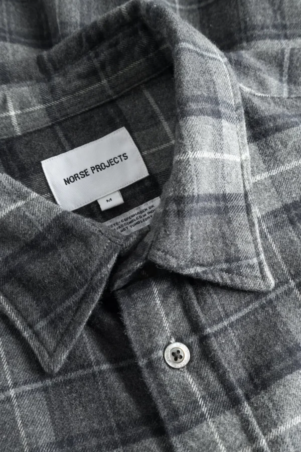 Norse Projects SHIRTING^Osvald Flannel Check Shirt Grey Melange