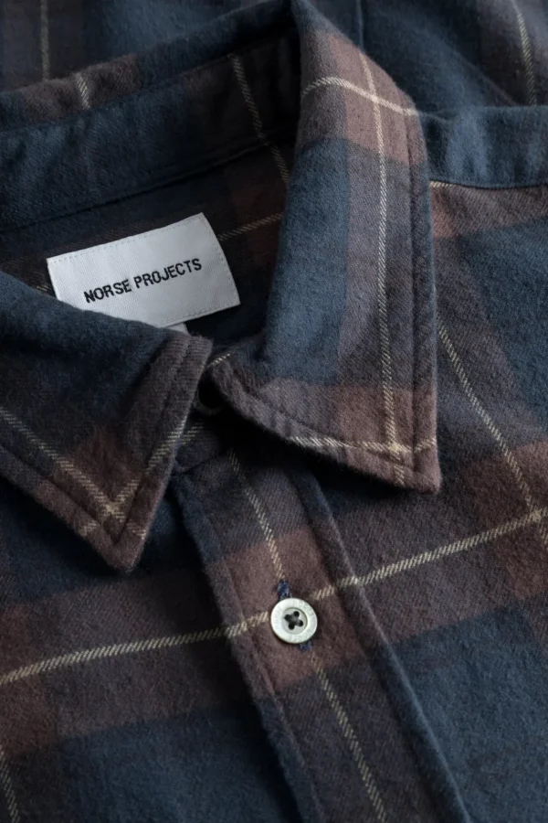Norse Projects SHIRTING^Osvald Flannel Check Shirt Wine Red