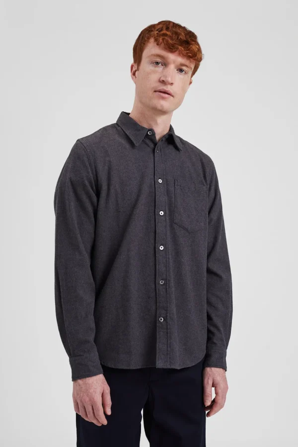 Norse Projects SHIRTING^Osvald Flannel Shirt Charcoal Melange