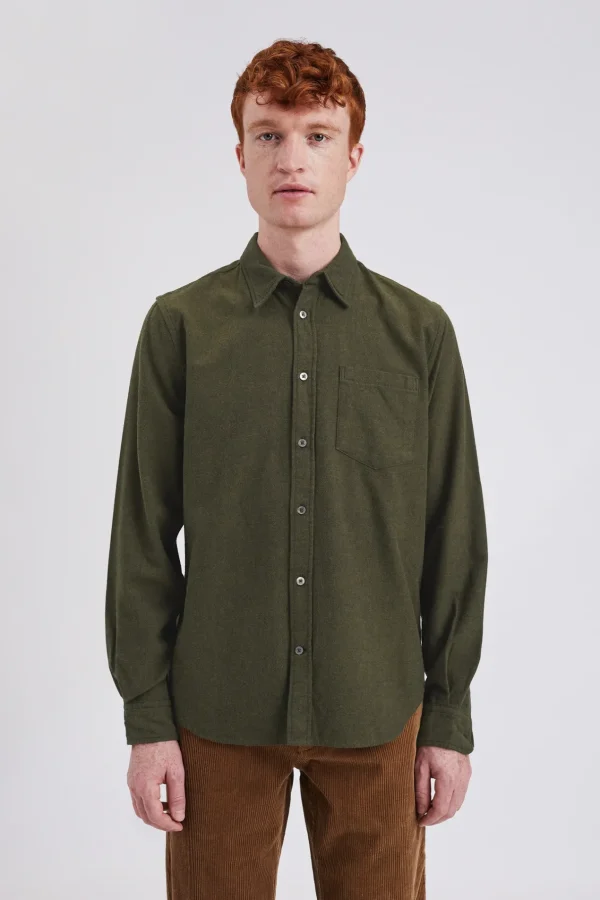 Norse Projects SHIRTING^Osvald Flannel Shirt Sitka Green