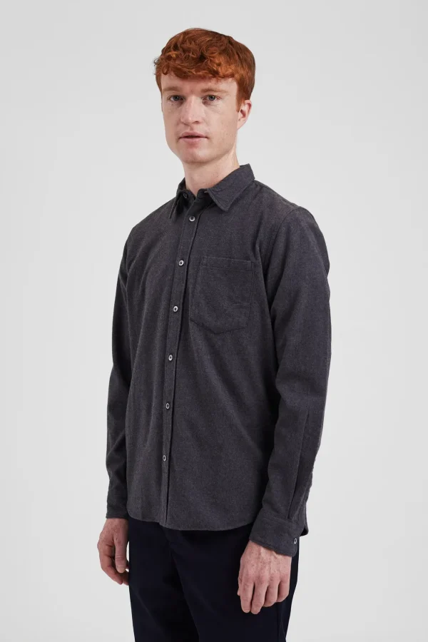 Norse Projects SHIRTING^Osvald Flannel Shirt Charcoal Melange