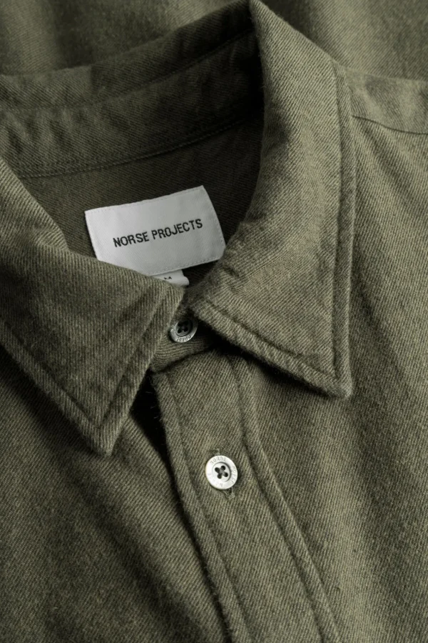 Norse Projects SHIRTING^Osvald Flannel Shirt Sitka Green
