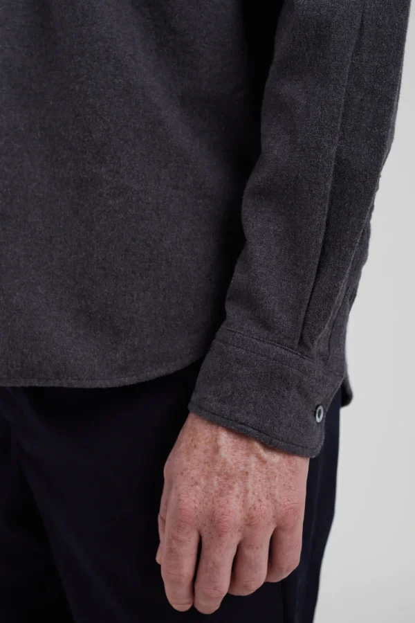 Norse Projects SHIRTING^Osvald Flannel Shirt Charcoal Melange
