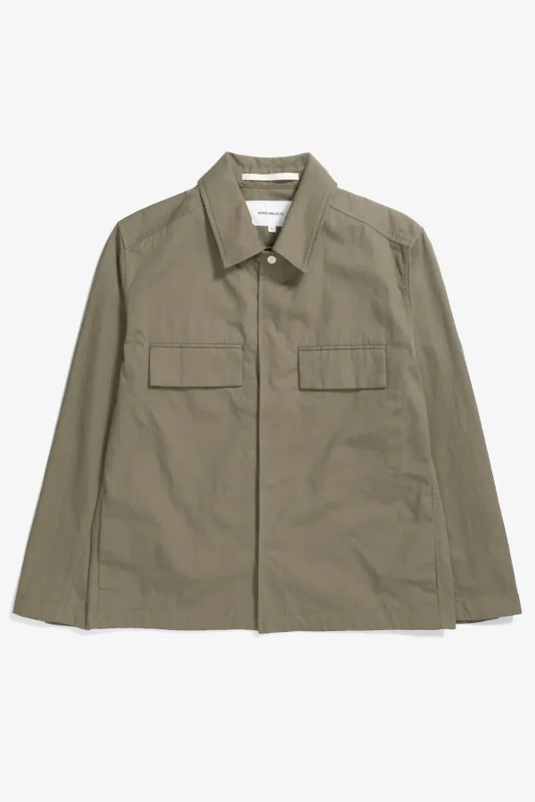 Norse Projects OVERSHIRTS^Pelle Fine Broken Twill Overshirt Sediment Green
