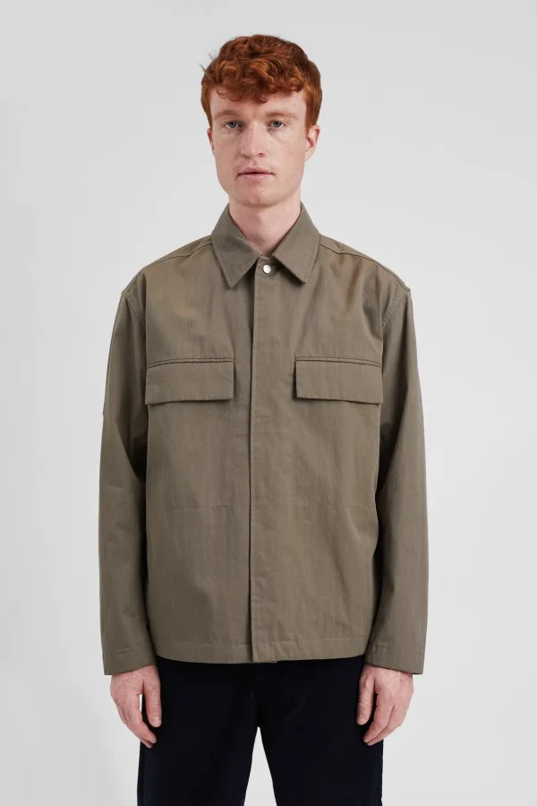 Norse Projects OVERSHIRTS^Pelle Fine Broken Twill Overshirt Sediment Green
