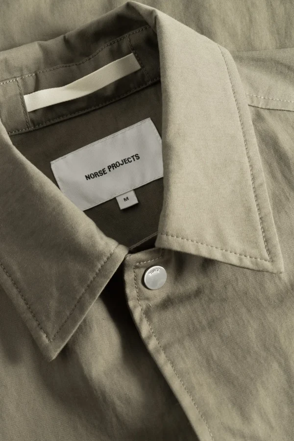 Norse Projects OVERSHIRTS^Pelle Fine Broken Twill Overshirt Sediment Green