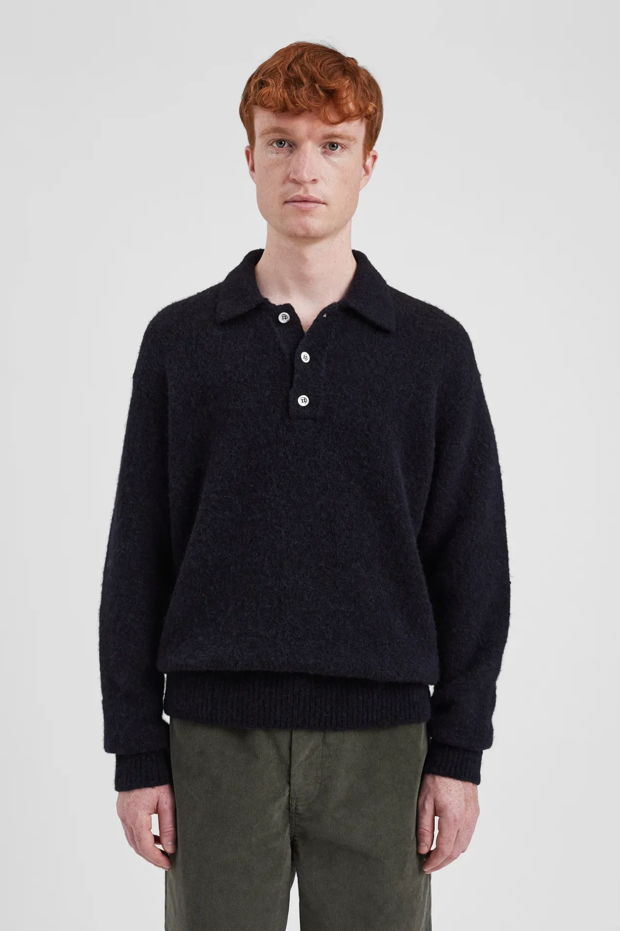 rasmus_relaxed_brushed_polo_2-2.webp Norse Projects KNITWEAR^Rasmus Relaxed Brushed Polo Black