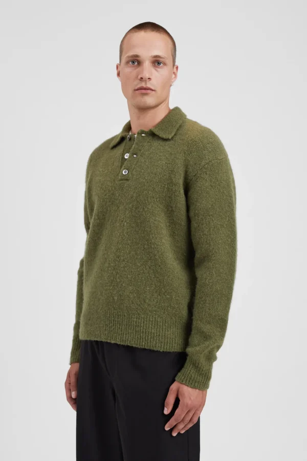 Norse Projects KNITWEAR^Rasmus Relaxed Brushed Polo Ivy Green