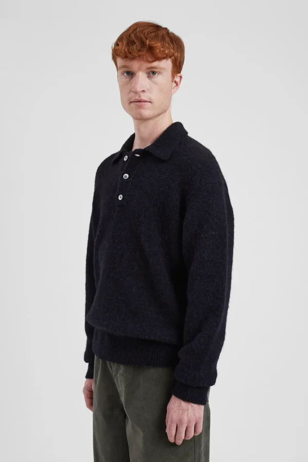 Norse Projects KNITWEAR^Rasmus Relaxed Brushed Polo Black