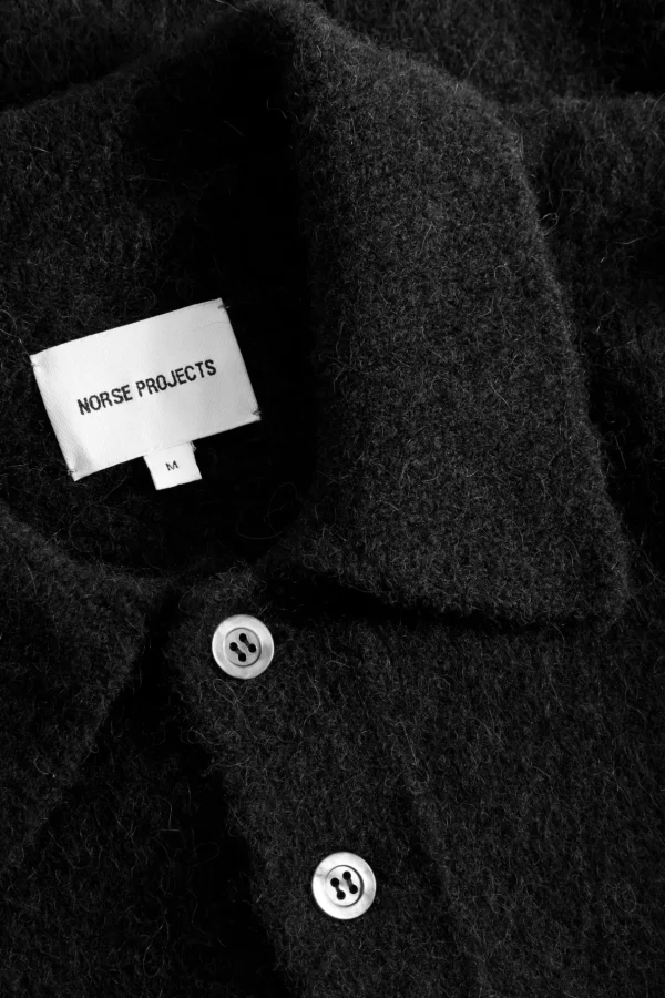 Norse Projects KNITWEAR^Rasmus Relaxed Brushed Polo Black