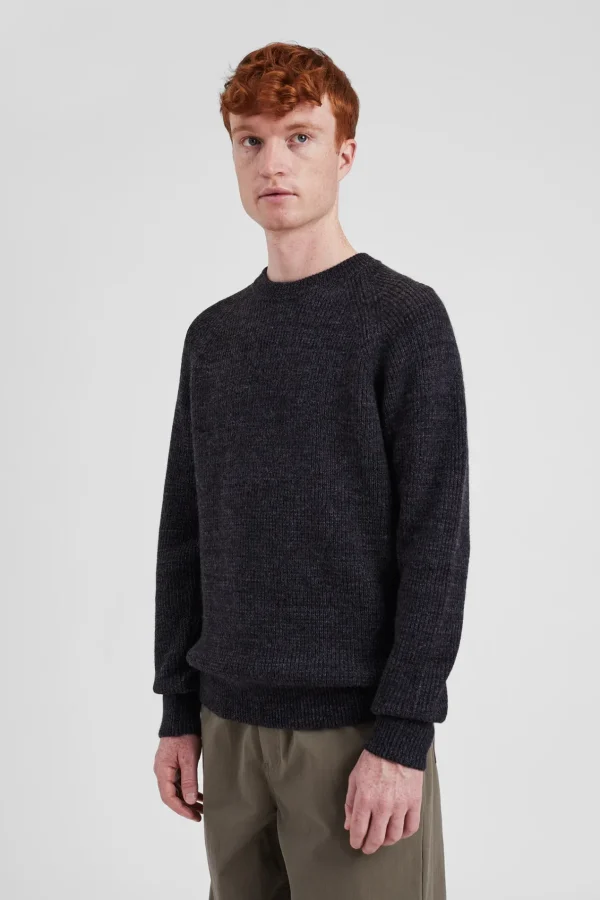 Norse Projects KNITWEAR^Roald Wool Cotton Rib Sweater Dark Grey Melange