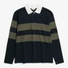 Norse Projects SWEATSHIRTS^Ruben Brushed Stripe LS Polo Dark Navy