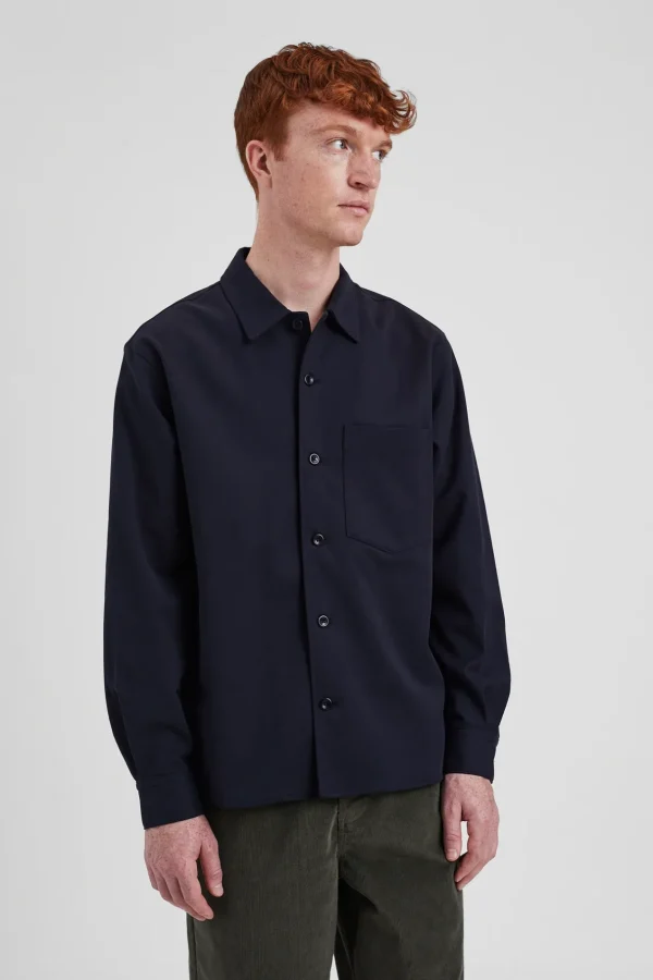 Norse Projects SHIRTING^Silas Tech Poplin Shirt Dark Navy