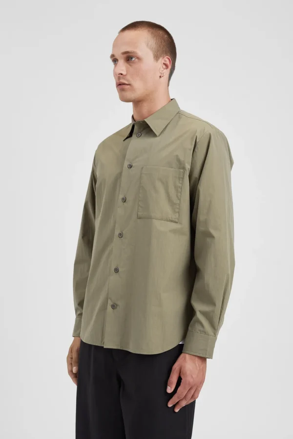 Norse Projects SHIRTING^Silas Tech Poplin Shirt Sediment Green